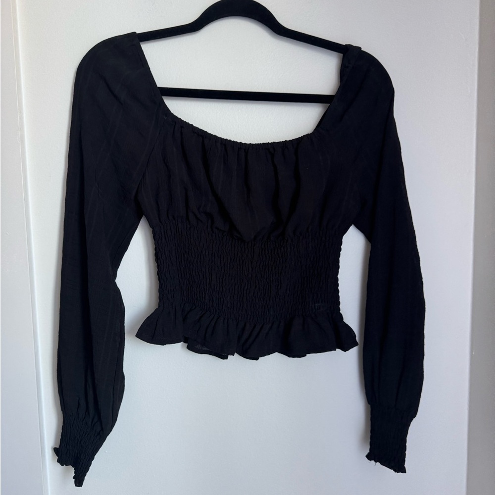 Sage the label Black Gathered Neckline Blouse